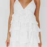 Dellia Tiered Ruffle Mini Dress Off White