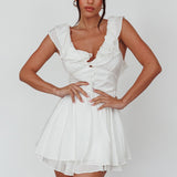 Glory Days Ruffle Shoulder Romper Off White