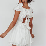 Glory Days Ruffle Shoulder Romper Off White
