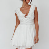 Glory Days Ruffle Shoulder Romper Off White