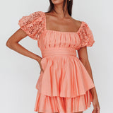 Hold My Halo Lace Sleeve Romper Apricot