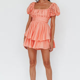 Hold My Halo Lace Sleeve Romper Apricot
