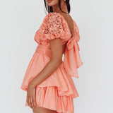 Hold My Halo Lace Sleeve Romper Apricot