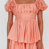 Hold My Halo Lace Sleeve Romper Apricot