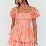 Hold My Halo Lace Sleeve Romper Apricot