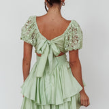 Hold My Halo Lace Sleeve Romper Sage
