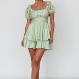 Hold My Halo Lace Sleeve Romper Sage