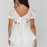 Hold My Halo Lace Sleeve Romper White