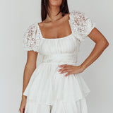 Hold My Halo Lace Sleeve Romper White
