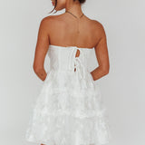 Demi Frill Trim Strapless Dress White