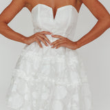Demi Frill Trim Strapless Dress White