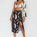 Amina Split Midi Skirt Printed Black