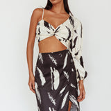 Amina Split Midi Skirt Printed Black