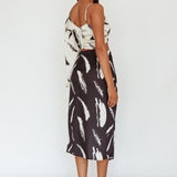 Amina Split Midi Skirt Printed Black