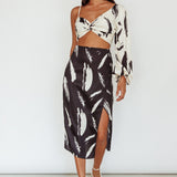 Amina Split Midi Skirt Printed Black