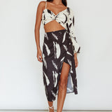 Amina Split Midi Skirt Printed Black
