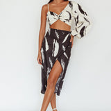 Amina Split Midi Skirt Printed Black