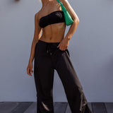 Starting Line Low Rise Wide Leg Pants Black