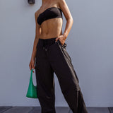 Starting Line Low Rise Wide Leg Pants Black