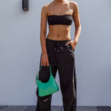 Starting Line Low Rise Wide Leg Pants Black