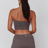 Caption This Bandeau Crop Top Clay