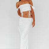 Headliner Ruched Side Maxi Skirt White