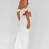 Headliner Ruched Side Maxi Skirt White
