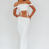Headliner Drawstring Ruched  Crop Top White