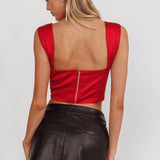 Neely Lace Bust Top Red