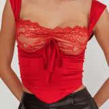 Neely Lace Bust Top Red
