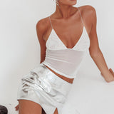 Namrata PU Mini Skirt Silver