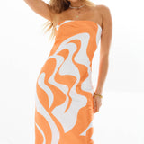 SNDYS Angel Midi Dress Swirl Orange