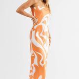 SNDYS Angel Midi Dress Swirl Orange