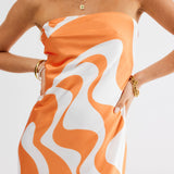 SNDYS Angel Midi Dress Swirl Orange
