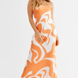 SNDYS Angel Midi Dress Swirl Orange
