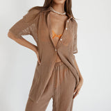 SNDYS Hyams Buttoned Knit Top Mocha