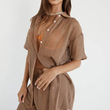 SNDYS Hyams Buttoned Knit Top Mocha