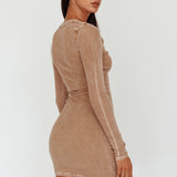 Goin' Solo Faux Placket Mini Dress Khaki