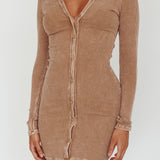 Goin' Solo Faux Placket Mini Dress Khaki