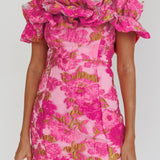 Memoire Off-Shoulder Textured Mini Dress Pink