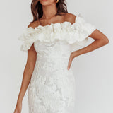 Memoire Off-Shoulder Textured Mini Dress White