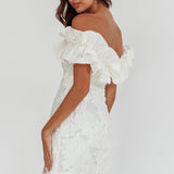Memoire Off-Shoulder Textured Mini Dress White