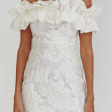 Memoire Off-Shoulder Textured Mini Dress White