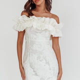 Memoire Off-Shoulder Textured Mini Dress White