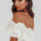 Memoire Off-Shoulder Textured Mini Dress White