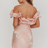 Memoire Off-Shoulder Jacquard Mini Dress Blush