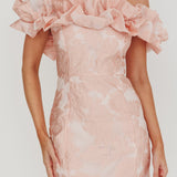 Memoire Off-Shoulder Jacquard Mini Dress Blush