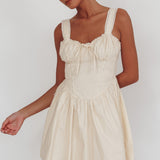 Florabella Corset Bodice Bow Mini Dress Cream
