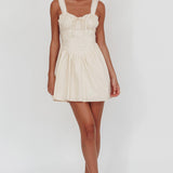 Florabella Corset Bodice Bow Mini Dress Cream
