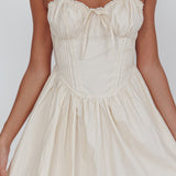 Florabella Corset Bodice Bow Mini Dress Cream